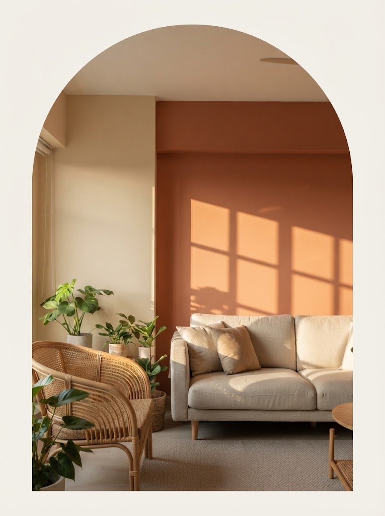 Sunlit freshly painted living room in a Singapore home